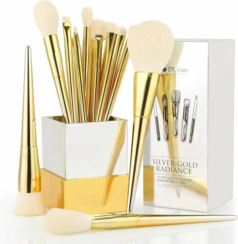 DUcare 15-teiliges Make-up-Pinselset mit Gold- & Silberglanz