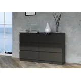home collective Kommode Highboard Sideboard für Flur Schlafzimmer Wohnzimmer (Perfekt für Wohnzimmer, Schlafzimmer oder Esszimmer), mit 6 Schubladen, Breite 120 cm Höhe 75, Schwarz schwarz