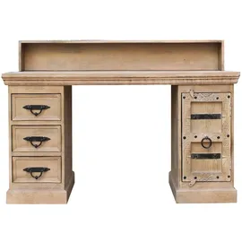 SIT Möbel Schreibtisch mit 1 Tür, 3 Schubladen | Mango-Holz natur | B 132 x T 65 x H 90 cm | 14507-01 | Serie DAIPUR