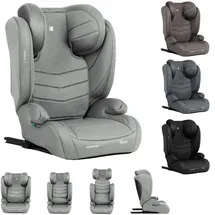 KIKKABOO Kindersitz i-Stand i-Size (100 - 150 cm) Gruppe 2/3 verstellbar Isofix hellgrau