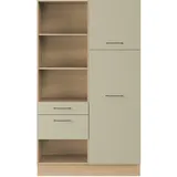 Impuls Mehrzweckschrank IP 1200, Eiche, Salbeigrün, Metall, 2 Schubladen, 120x206.2x58 cm, Pefc, Goldenes M, Made in Germany, erweiterbar, stehend, stabil, Waschküche, Mehrzweckschränke