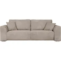 3-Sitzer INOSIGN "Beatrice Schlafsofa" Sofas Gr. B/H/T: 250cm x 92cm x 107cm, Cord, ohne Bettfunktion-ohne Bettkasten, grau (taupe) wahlweise auch mit Bettfunktion und Bettkasten, incl. 2 Zierkissen