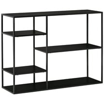 Homcom Standregal Bücherregal Lagerregal Aktenregal mit 5 offenen Fächern, Küchenregal Metall, Schwarz, 120x35x87,5 cm - Wohnzimmer Aosom.de