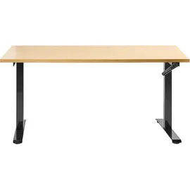 Beliani Schreibtisch Hellbraun u. Schwarz Melamin 160x72 cm Manuell Höhenverstellbar Rechteckig Kurbel Metallgestell Modern Büro Steh-sitz Stehtisch