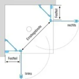 Dusbad Vital 2 Eckdusche mit Pendeltür links 77 x 87 cm schwarz ESG-Glas
