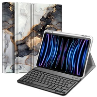 Fintie Tastatur Hülle für iPad Pro 11 2022 (4. Generation)/ iPad Pro 11 2021(3. Generation)/ 2020/2018, Keyboard case mit magnetisch Abnehmbarer Deutscher Tastatur mit QWERTZ Layout, Trüber Marmor