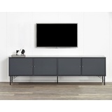 Hammel Furniture TV-Board Mistral Fernsehschrank, Medienmöbel, mit Türen mit Akustikstoff, Metall Füße, Lowboard, B: 214,9 cm grau