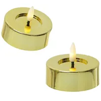 MARELIDA LED Maxi Teelichter flackernd D: 6,5cm gold glänzend