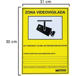 Videoüberwachungszone Zeichen 30x21 cm.