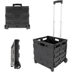 Einkaufstrolley, Transporttrolley, faltbarer Transportwagen, fahrbare Transportbox schwarz