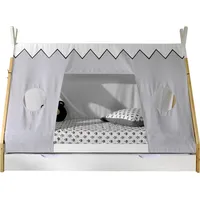 möbelando Hausbett >TIPI< in Weiß/Kiefer natur aus Massive Kiefer - 206x158,2x98cm (BxHxT)