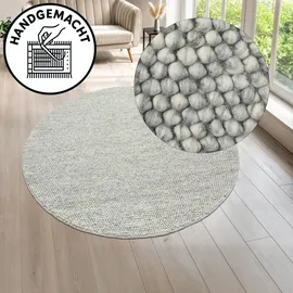 LeGer Home by Lena Gercke Teppich "Ainhoa, handgewebt, Wolle" Gr. 9, grau, H:12mm Ø:120cm, Kunstfaser, Wolle, LEGER HOME BY LENA GERCKE, Teppiche, Teppich, Teppich, Wohnzimmer, Schlafzimmer, Esszimmer