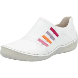 Slipper RIEKER, Damen, Gr. 40, weiß, Lederimitat, kontrastfarbene Details, casual, Schuhe, Slip-on Sneaker, Schlupfschuh, Halbschuh mit weicher Innnensohle