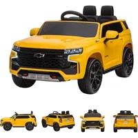 ES-Toys Elektro Kinderauto "Chevrolet Tahoe" EVA-Reifen Kunstledersitz Stoßdämpfer gelb