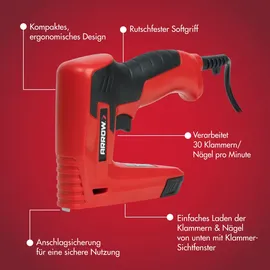 ARROW CE21 Elektrotacker für Feindrahtklammern 8 mm - 10 mm und Nägel