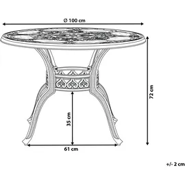 Beliani Sapri Gartentisch Ø 100 x 72 cm Dunkelbraun/Grau