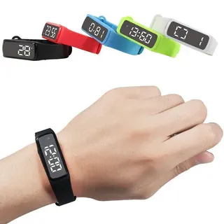 Fitness Digital Schrittzähler LCD Silikon Calorie Schritt Zähler Distanz 3D LR