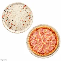 2x Pizzateller Granito Ø31,5cm XL-Teller 2 Personen 3D Steinoptik