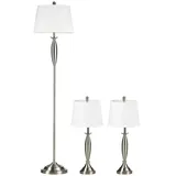 Homcom Stehlampen-Set mit E27 Fassung, silber 38L x 38B x 162H cm