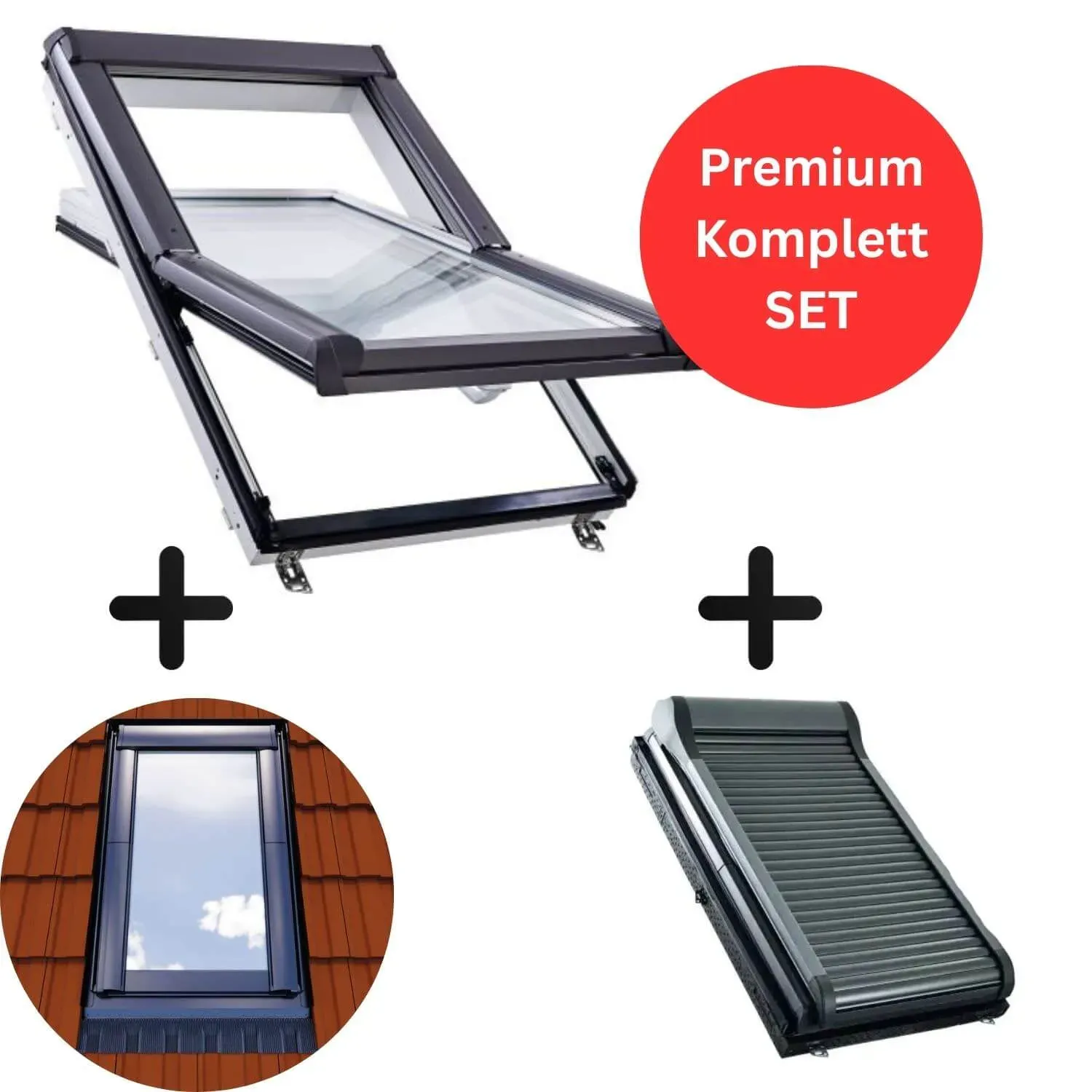 HOME4U Dachfenster Komplett-Set Kunststoff 2-fach 054/078