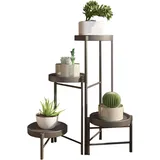 ESSOSWAY Blumenständer Pflanzenständer - Indoor - Pflanzenregal Blumentreppe Blumenregal Metall - 4 Etagen - 63 cm Schwarz