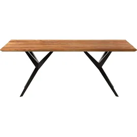 MASSIVMOEBEL24.DE Akazie 200 x 76 x 100 cm natur lackiert / Epoxid schwarz