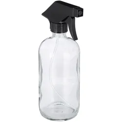 Relaxdays Sprühflasche Glas, Set, 2x 500ml, nachfüllbar, Nebel u. Strahl, Haarpflege, Reinigung, Zerstäuber, transparent