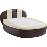 Rundbett, braun (dunkelbraun, vanille), B:180cm L:230cm, Bezug Bett: Kunstleder;Bonnell-Federkernmatratze: 51% Polypropylen, 39% Polyester, 10% Baumwolle;Kaltschaummatratze: 100% Polyester, Bezug abnehm- und waschbar bis 60C, WESTFALIA SCHLAFKOMFORT, Betten, mit Bettkasten