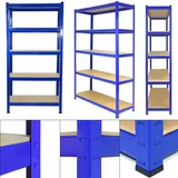 Lagerregale, Schwerlastregale Lagerregal Kellerregal 180 x 90 x 40 cm, bis 875 kg belastbar, Regale, Steckregale, Metall Werkstattregal, verstärktes Stahlgestell, 5 verstellbare Ablagen, Blau
