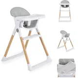 Cangaroo Hochstuhl, Hochstuhl Almond Holzoptik klappbar Doppeltablett Sicherheitsgurt grau
