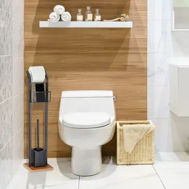 Relaxdays WC-Garnitur Schwarz mit Ablage (10024628)
