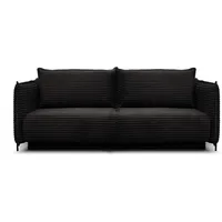 Möbel für Dich 3-Sitzer Bettsofa Schlafsofa Amalfi, bezogen mit Cord oder Strukturstoff, mit Bettkasten und großer Liegefläche schwarz