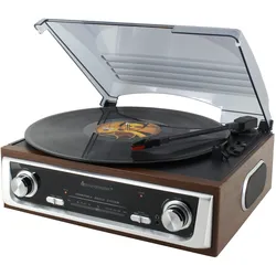 Soundmaster PL196H Plattenspieler Radio Stereo-Lautsprecher Kopfhörerbuchse Echtholz Retro Nostalgie