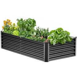 VEVOR Hochbeet Pflanzbeet Metall Gemüsebeet Pflanzkasten 180x90x60cm Dunkelgrau