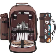 anndora Picknickrucksack 2 Personen +Picknickdecke braun Retro
