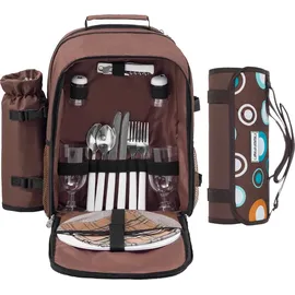 anndora Picknickrucksack 2 Personen +Picknickdecke braun Retro