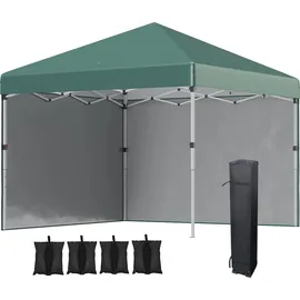 Outsunny Faltpavillon 3 x 3 m inkl. 2 Seitenteile Grün
