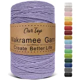 OurTop Premium Makramee Garn Lila, 2mm x 500m Macrame Cord Makramee Schnur Makramee Kordel, Garn für DIY Handwerk, Weben Dekoration, Hängepflanze Pflanze Aufhänger