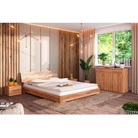 Natur24 Einzelbett Bett Bento 12 Sonderlänge 90x220 Kernbuche Holzkopfteil und Holzbeine braun