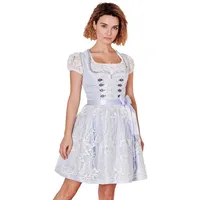 Krüger Madl Dirndl 'Samantha' mit Spitzenschürze 419167, Weiß Hellbl blau 32