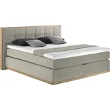 Home Affaire Boxspringbett HOME AFFAIRE "Vinton", beige, B:200cm L:213cm, Komplettbetten, Boxspringbett, aus massiver Eiche, verschiedene Härtegrade (auch H4), Topseller