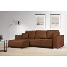 OTTO home Ecksofa OTTO HOME "BEATRICE optionale Schlafsofa mit Bettkasten, B/T/H: 265/170/86 cm", braun (cognac), B:265cm H:86cm T:170cm, 100% Polyester, Sofas, Ecksofa, L-Form, wahlweise auch mit Bettfunktion und Bettkasten