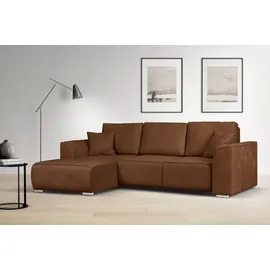 OTTO home Ecksofa OTTO HOME "BEATRICE optionale Schlafsofa mit Bettkasten, B/T/H: 265/170/86 cm", braun (cognac), B:265cm H:86cm T:170cm, 100% Polyester, Sofas, Ecksofa, L-Form, wahlweise auch mit Bettfunktion und Bettkasten