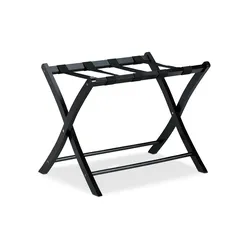 Relaxdays Kofferständer Holz, klappbar, Gepäckablage, Kofferaufbewahrung, für Reisegepäck, HBT: 52,5x66,5x48 cm, schwarz