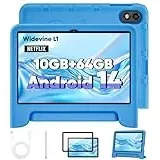 JIKOCXN Kinder Tablet 10.1 Zoll Android 14 Tablets, Octa Core Tablet für Kinder, 10GB RAM+64GB ROM, 1280x800 FHD Touchscreens, 8000mAh, WLAN, Bluetooth, Dual Kamera, GPS (Blau)