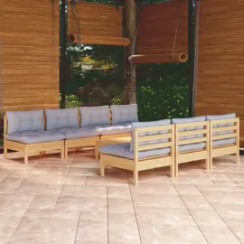 vidaXL Garten-Lounge-Set 8-tlg. grau Kiefernholz