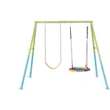 Intex 44125 - Kinderschaukel mit Sitz und Nestschaukel, Stahl, Grün und Blau, 254x235x200 cm
