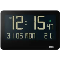 Braun BC 14   schwarz Quarz Wanduhr digital