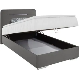 Cotta Boxbett COTTA "Lighstar", grau, B:126cm L:207cm, Komplettbetten, Boxspringbett, inklusive LED-Beleuchtung, Topper, Bettkasten und Zierkissen