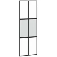 vidaXL Schiebetür Schwarz 76x205 cm Hartglas und Aluminium